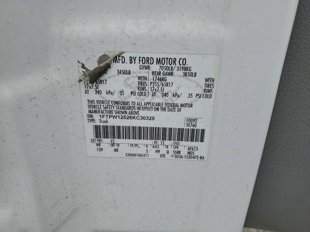 2006 Ford F150 Supercrew VIN: 1FTPW12526KC30325 Lot: 94415075