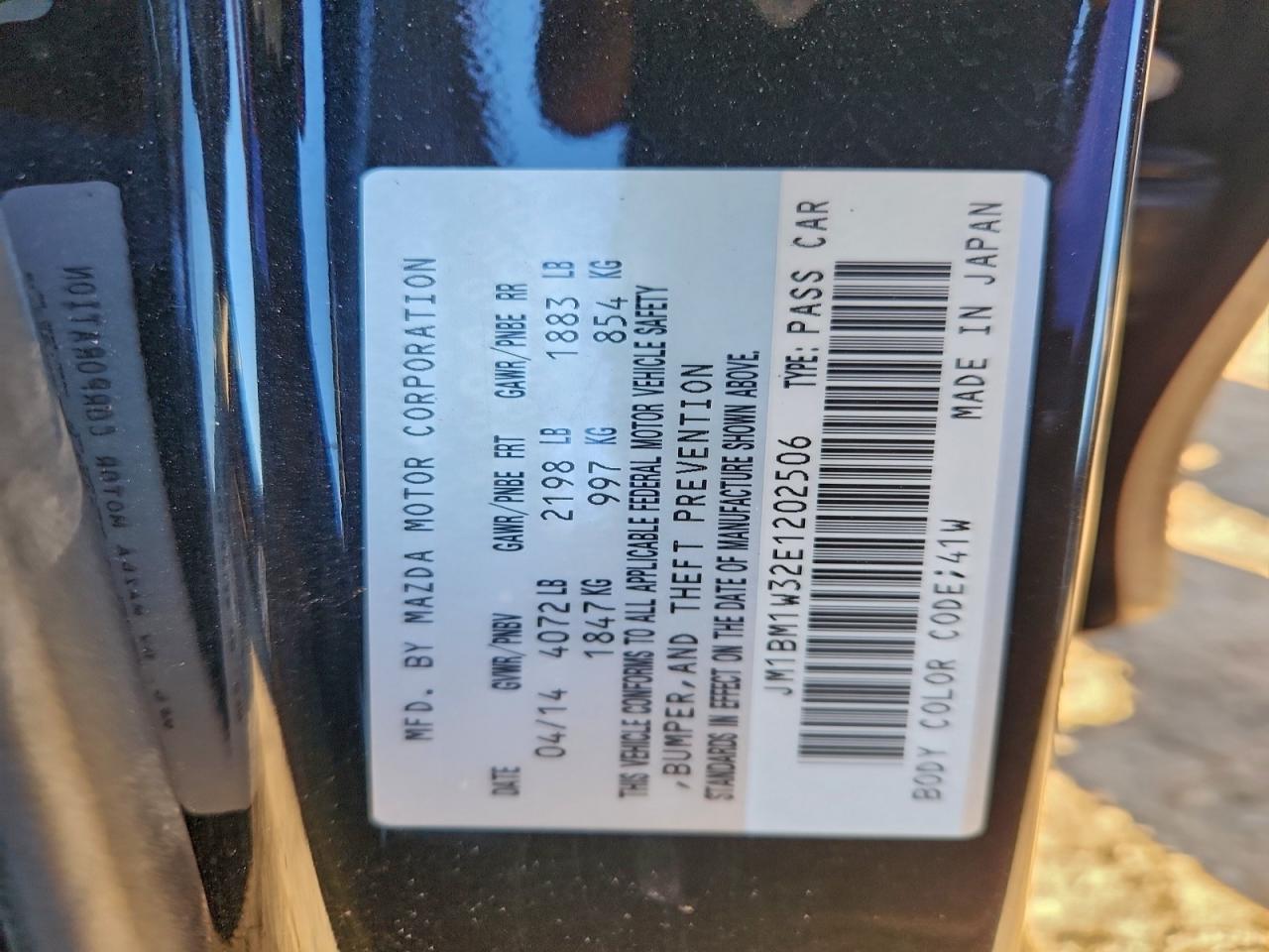 2014 Mazda 3 Grand Touring VIN: JM1BM1W32E1202506 Lot: 96314025