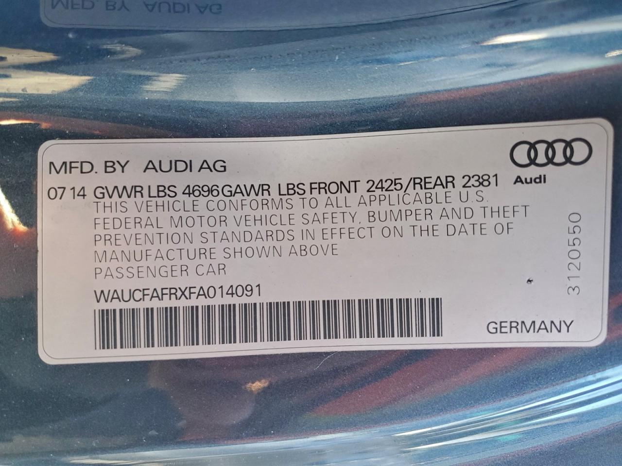 2015 Audi A5 Premium VIN: WAUCFAFRXFA014091 Lot: 95512835