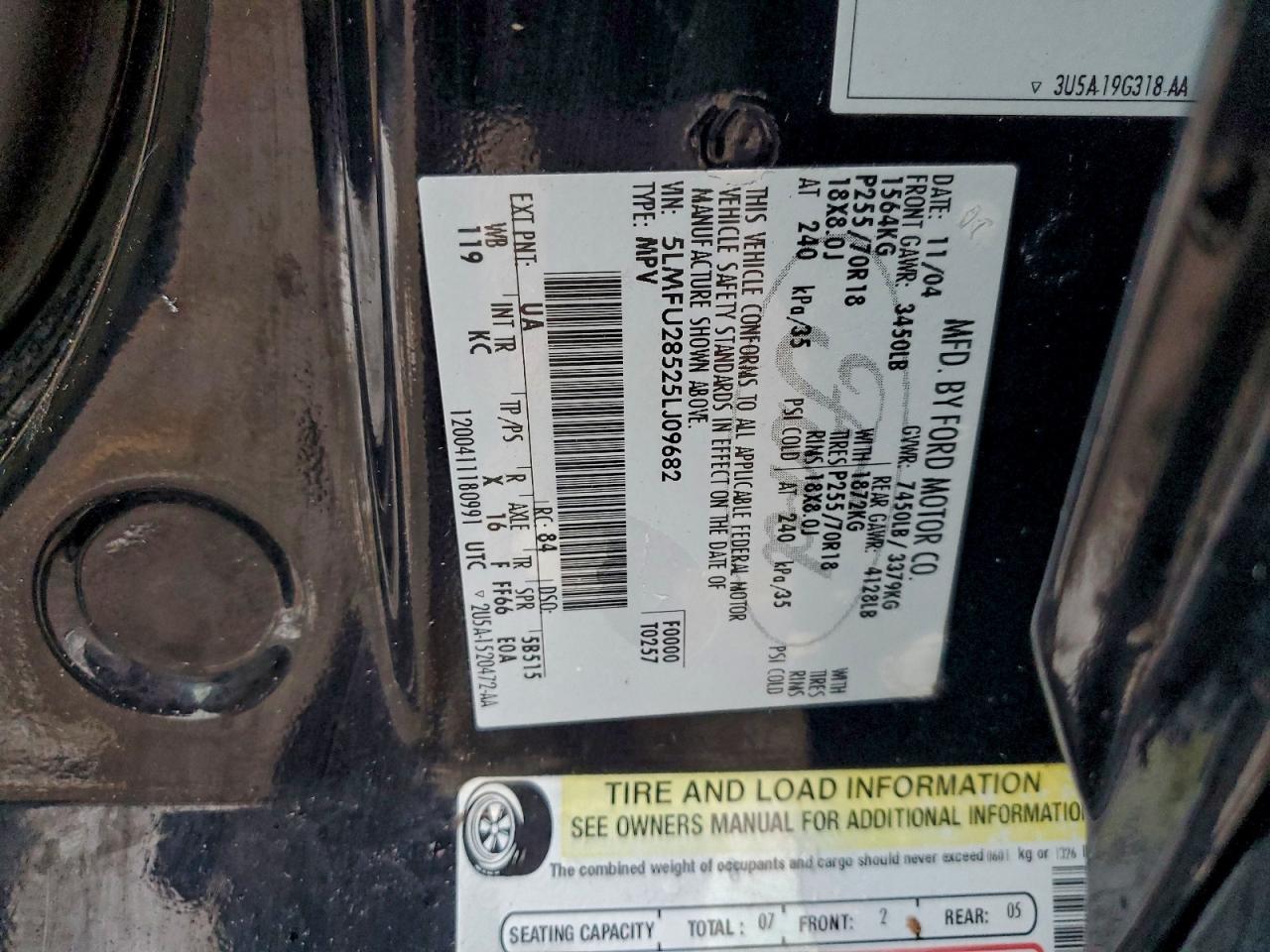 2005 Lincoln Navigator VIN: 5LMFU28525LJ09682 Lot: 94632945