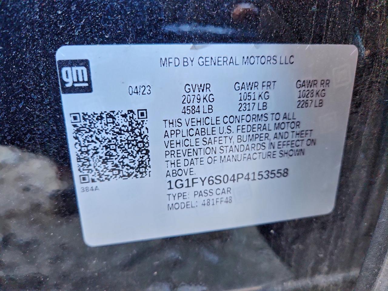 2023 Chevrolet Bolt Euv Lt VIN: 1G1FY6S04P4153558 Lot: 95430225