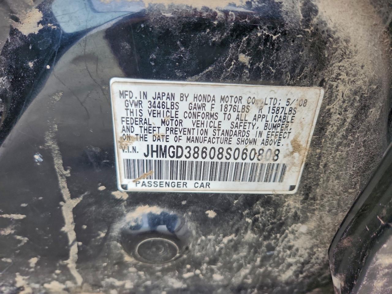 2008 Honda Fit Sport VIN: JHMGD38608S060808 Lot: 94596335