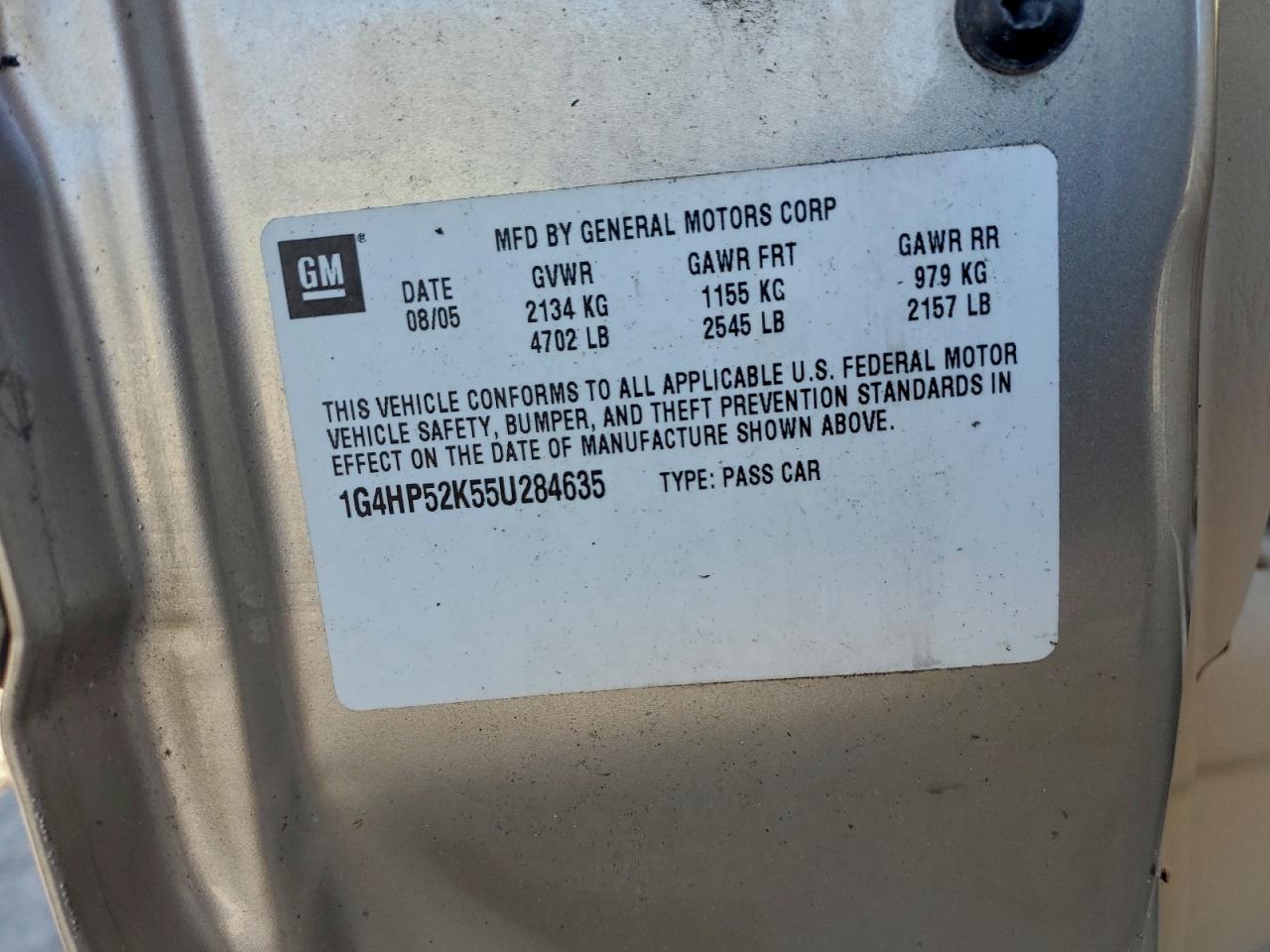 2005 Buick Lesabre Custom VIN: 1G4HP52K55U284635 Lot: 96377375