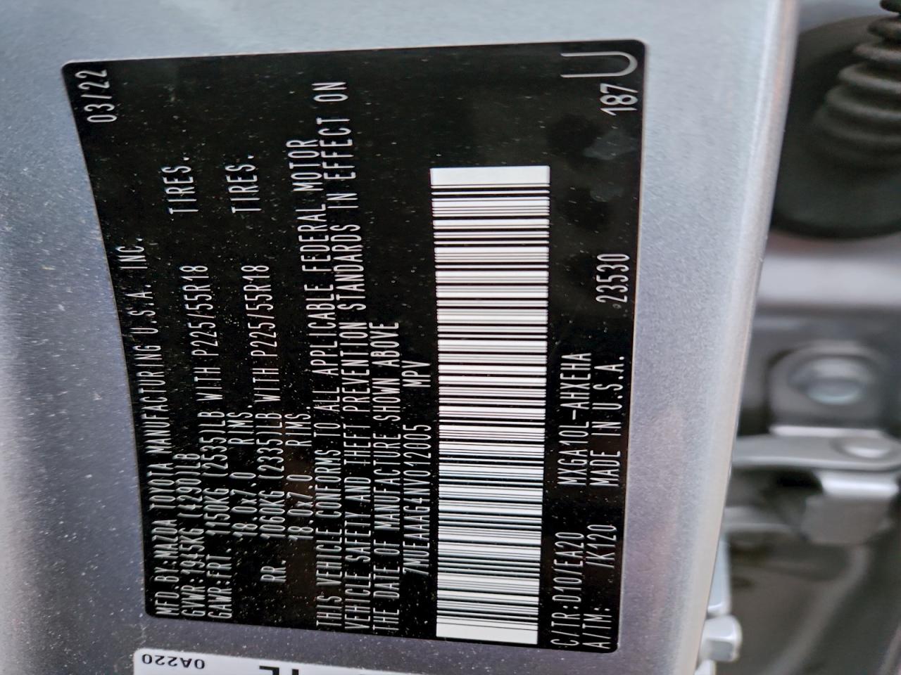 2022 Toyota Corolla Cross Xle VIN: 7MUEAAAG4NV012005 Lot: 94522045