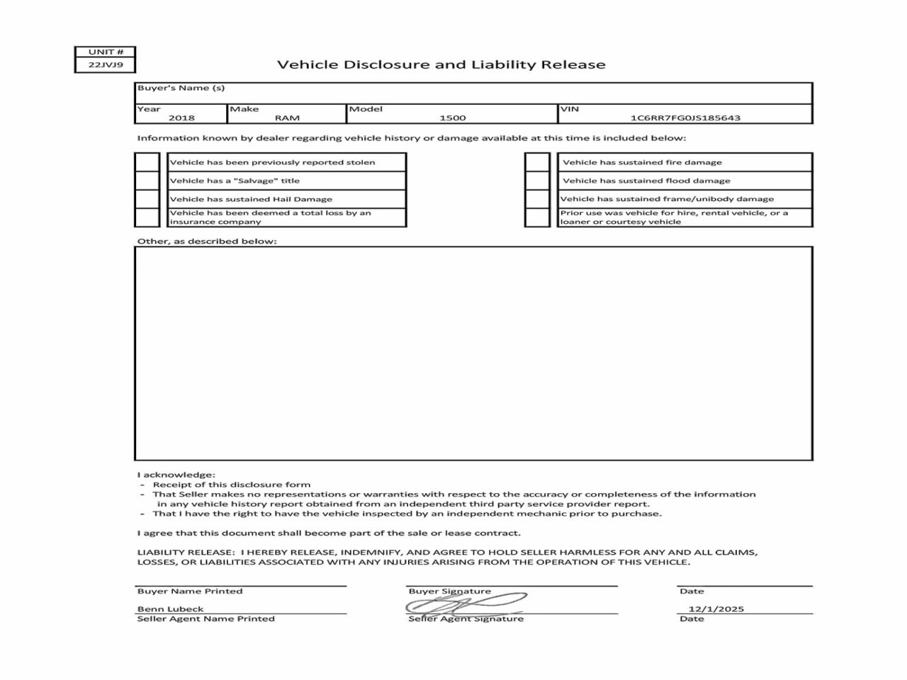 2018 Ram 1500 St VIN: 1C6RR7FG0JS185643 Lot: 91100765