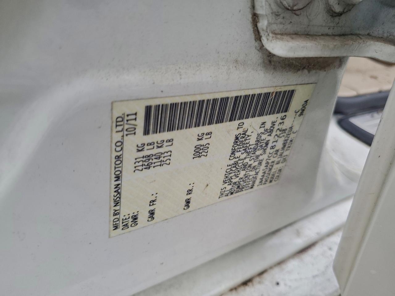 2012 Nissan Maxima S VIN: 1N4AA5AP7CC812236 Lot: 95053555