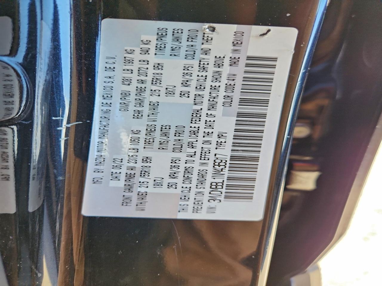 2022 Mazda Cx-30 Select VIN: 3MVDMBBL1NM436917 Lot: 96835875