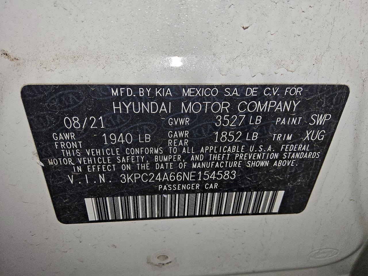 2022 Hyundai Accent Se VIN: 3KPC24A66NE154583 Lot: 91024055