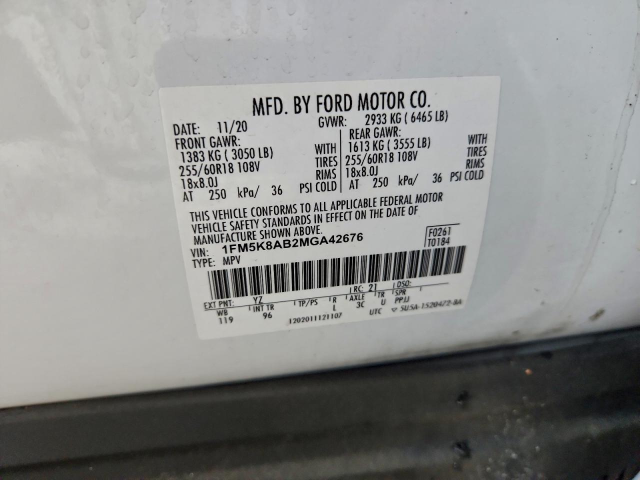 2021 Ford Explorer Police Interceptor VIN: 1FM5K8AB2MGA42676 Lot: 95440305