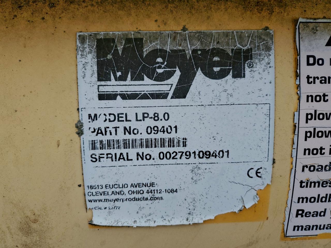 2019 Other Heavy Equipmentes Plow VIN: 00279109401 Lot: 95014185