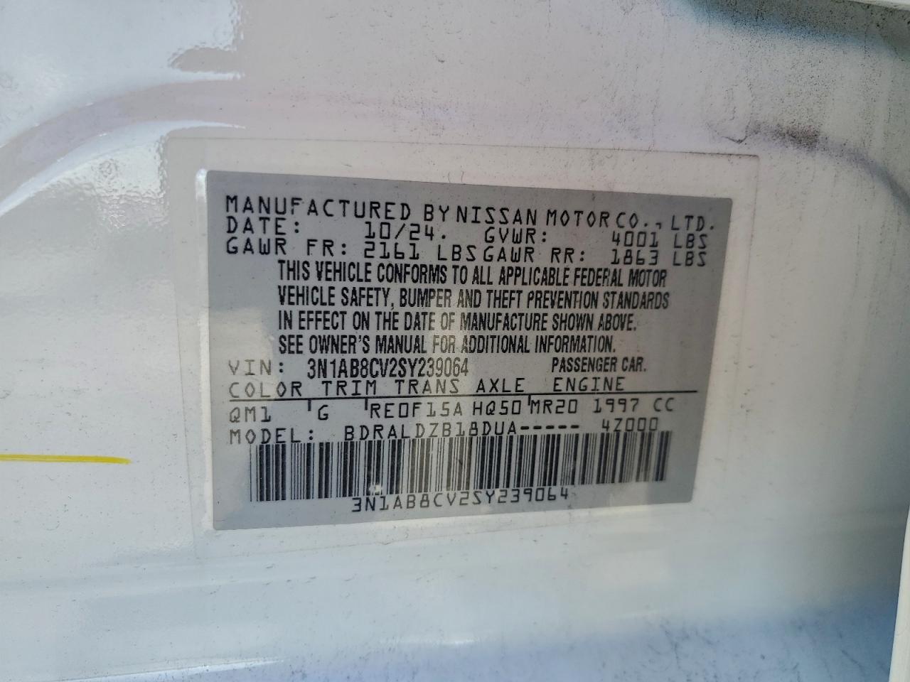 2025 Nissan Sentra Sv VIN: 3N1AB8CV2SY239064 Lot: 94597845