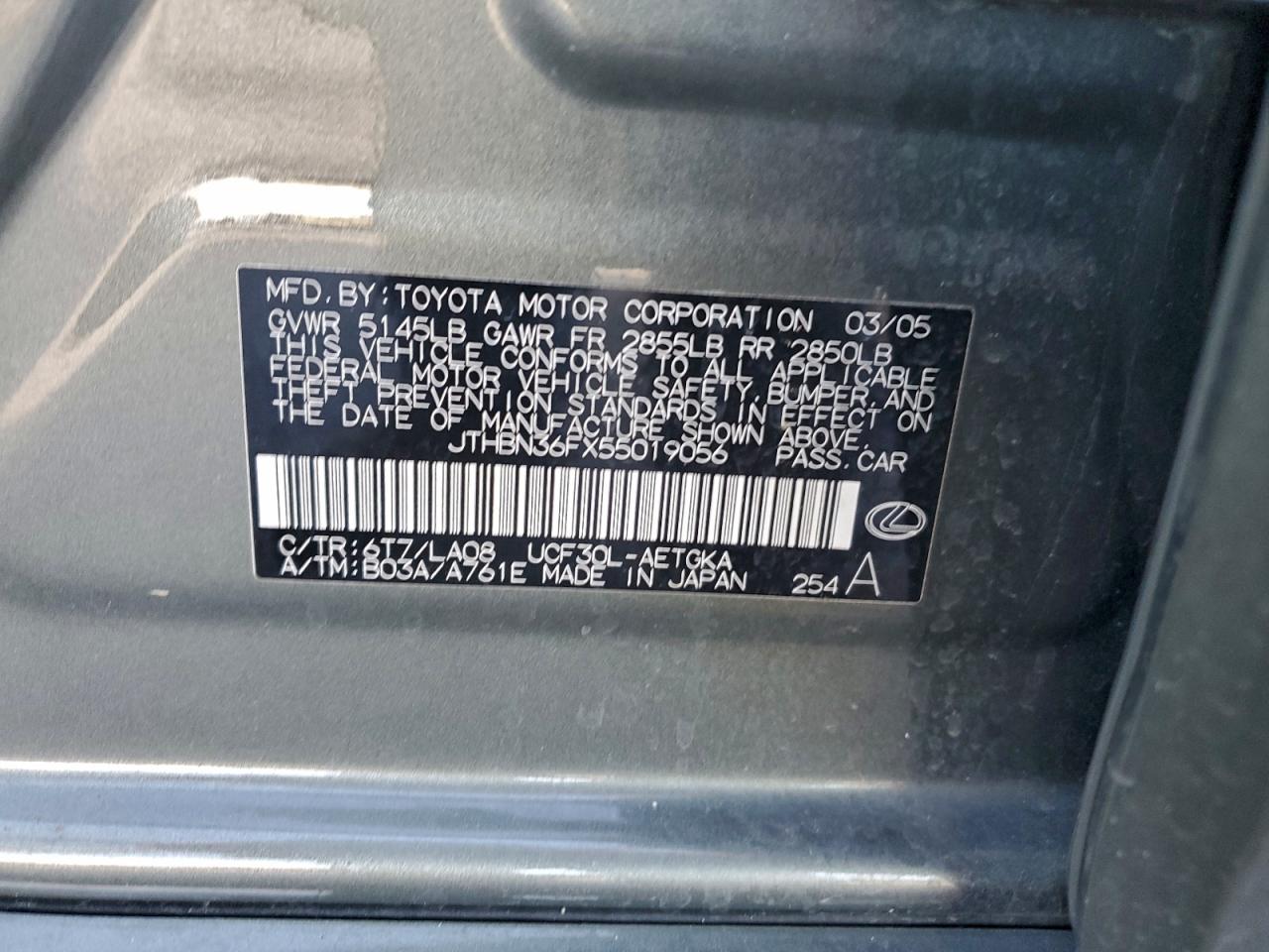 2005 Lexus Ls 430 VIN: JTHBN36FX55019056 Lot: 92760905