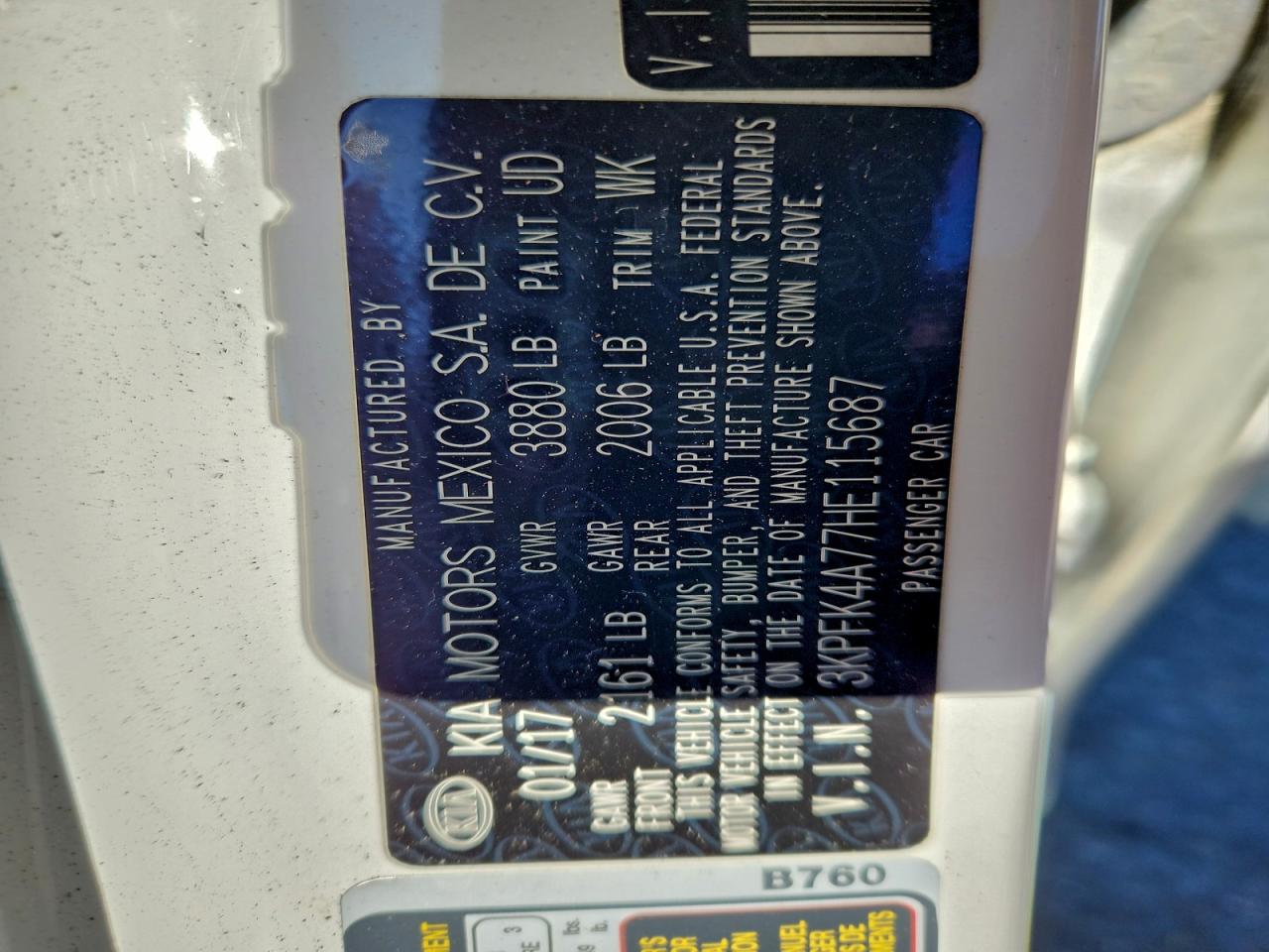 2017 Kia Forte Lx VIN: 3KPFK4A77HE115687 Lot: 94819795