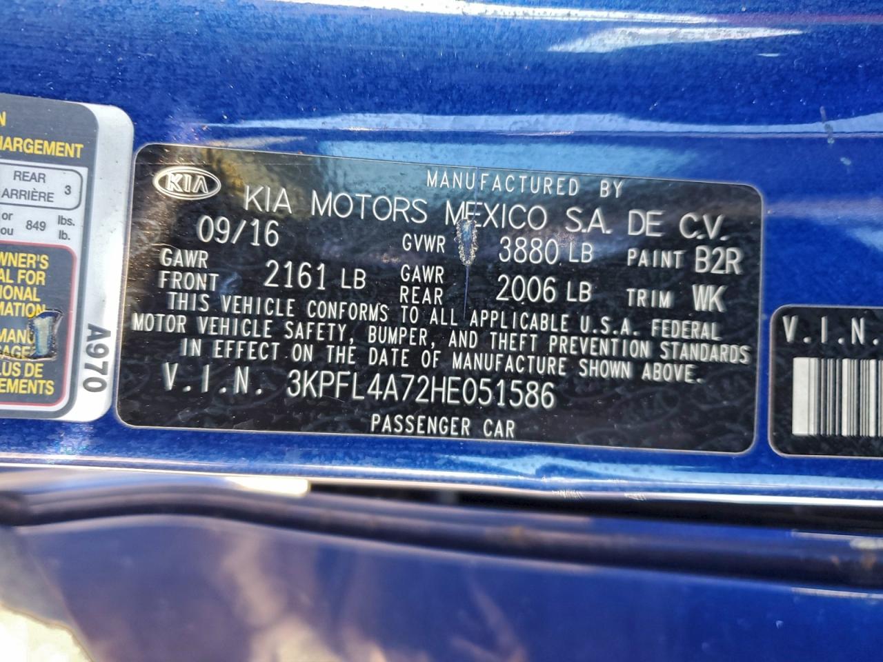 2017 Kia Forte Lx VIN: 3KPFL4A72HE051586 Lot: 96567765