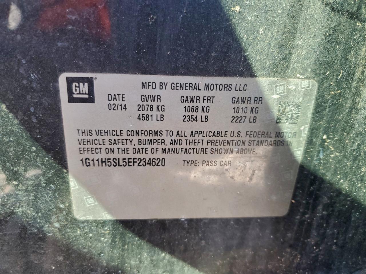 2014 Chevrolet Malibu Ltz VIN: 1G11H5SL5EF234620 Lot: 96753315