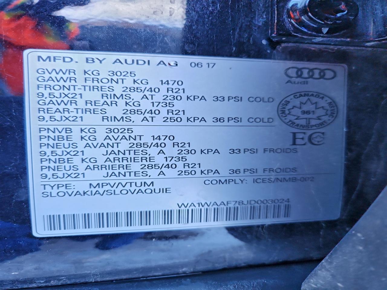 2018 Audi Q7 Technik S-Line VIN: WA1WAAF78JD003024 Lot: 94666845