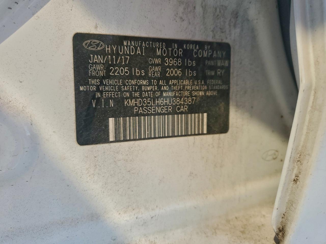 2017 Hyundai Elantra Gt VIN: KMHD35LH6HU384387 Lot: 97098295