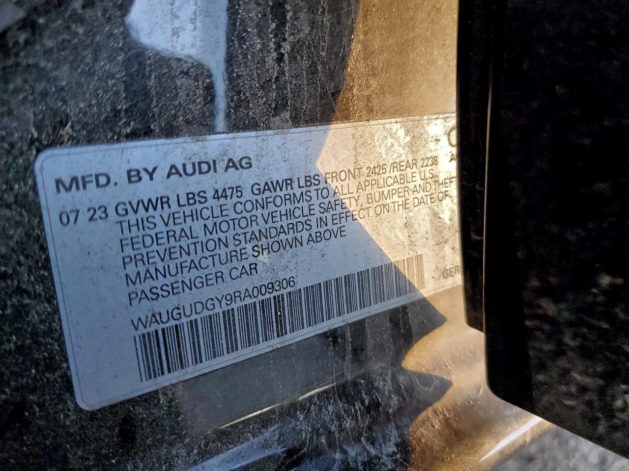 2024 Audi A3 Premium VIN: WAUGUDGY9RA009306 Lot: 96359885