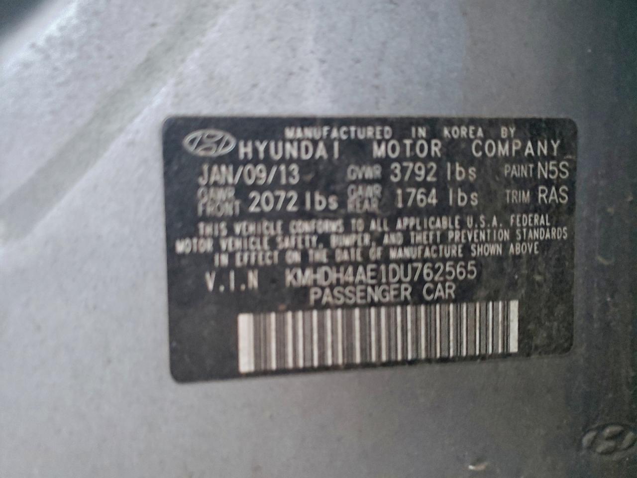 2013 Hyundai Elantra Gls VIN: KMHDH4AE1DU762565 Lot: 94280795