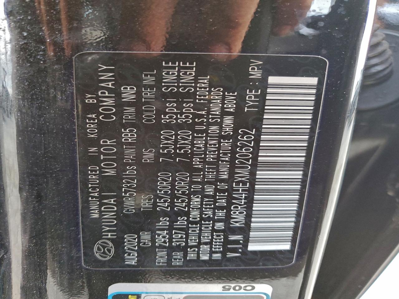 2021 Hyundai Palisade Sel VIN: KM8R44HEXMU206262 Lot: 95087135