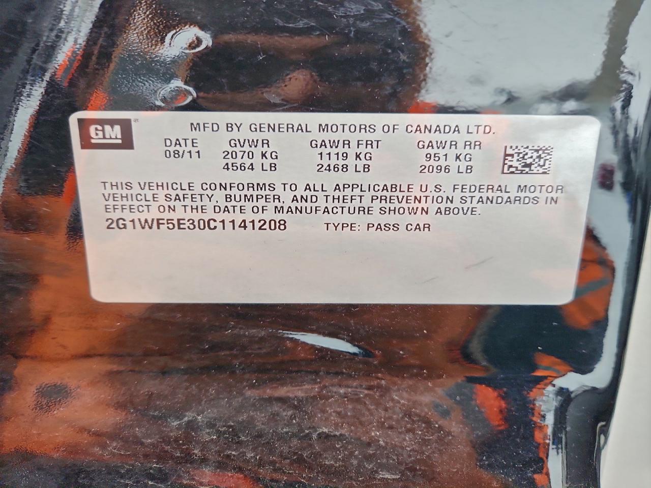 2012 Chevrolet Impala Ls VIN: 2G1WF5E30C1141208 Lot: 94132625