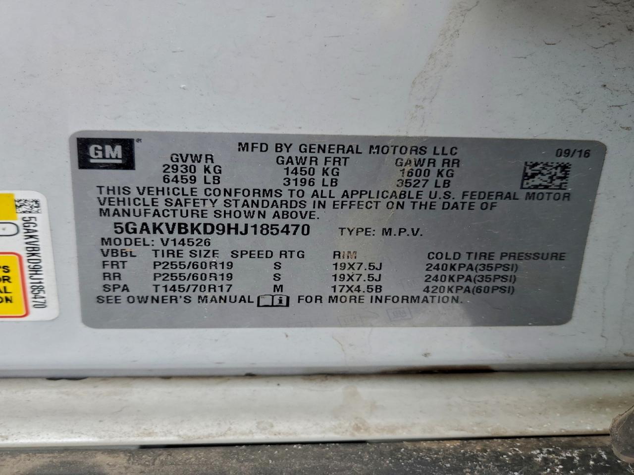 2017 Buick Enclave VIN: 5GAKVBKD9HJ185470 Lot: 97246725