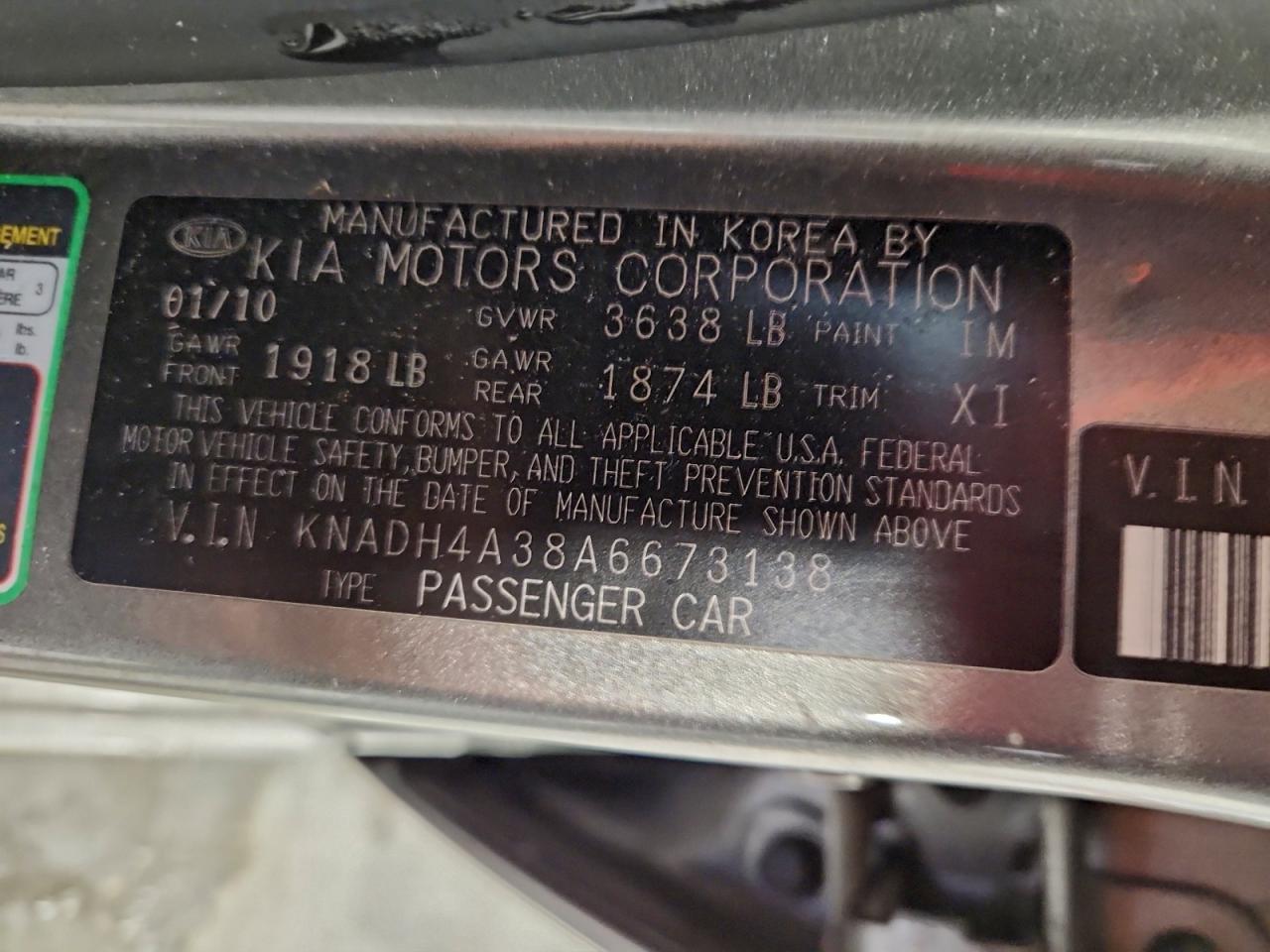 2010 Kia Rio Lx VIN: KNADH4A38A6673138 Lot: 94901855