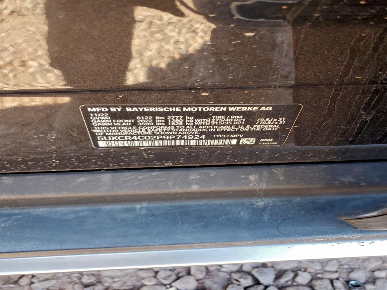 2023 BMW X5 Sdrive 40I VIN: 5UXCR4C02P9P74924 Lot: 92930885