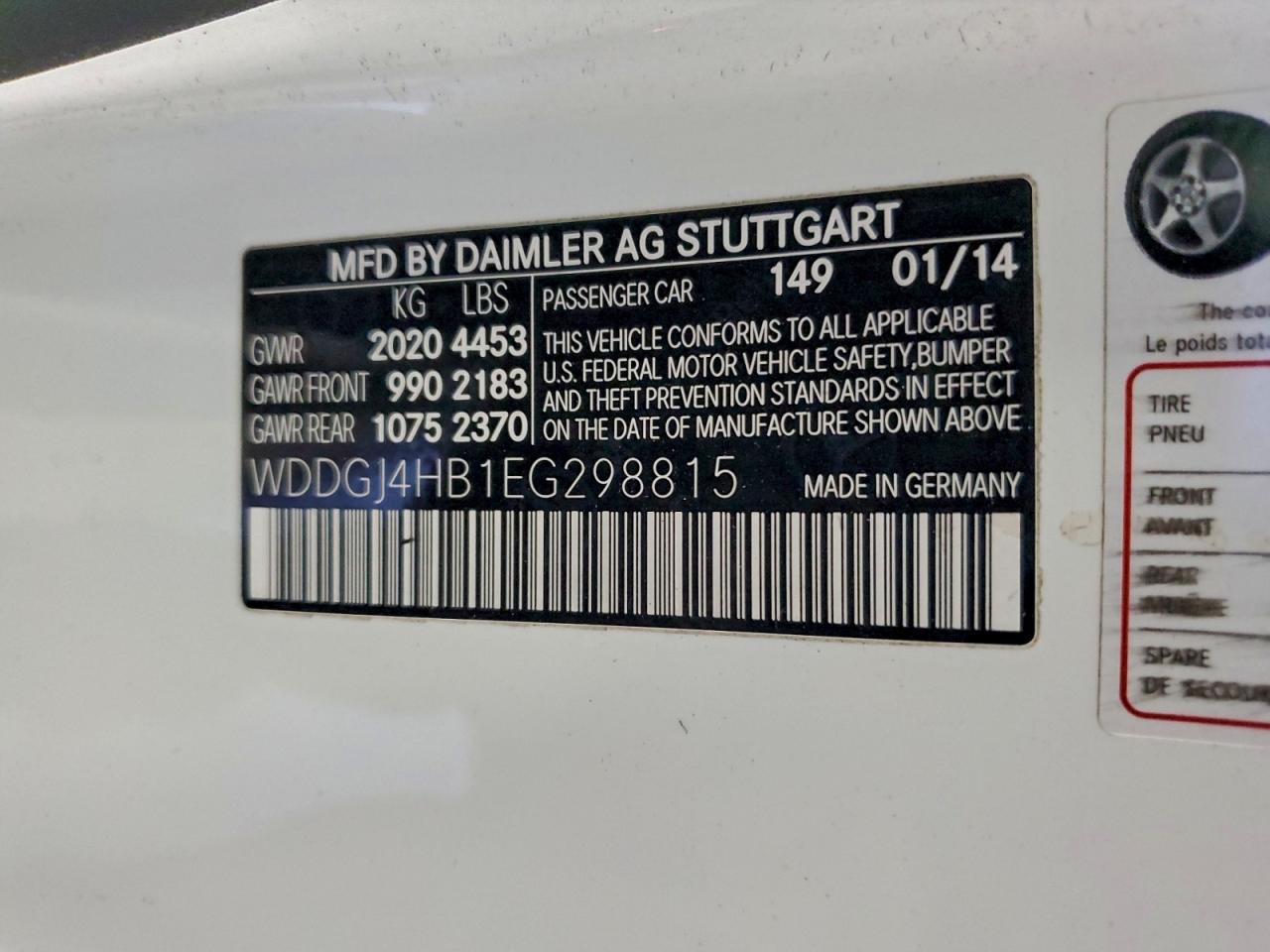 2014 Mercedes-Benz C 250 VIN: WDDGJ4HB1EG298815 Lot: 97550525