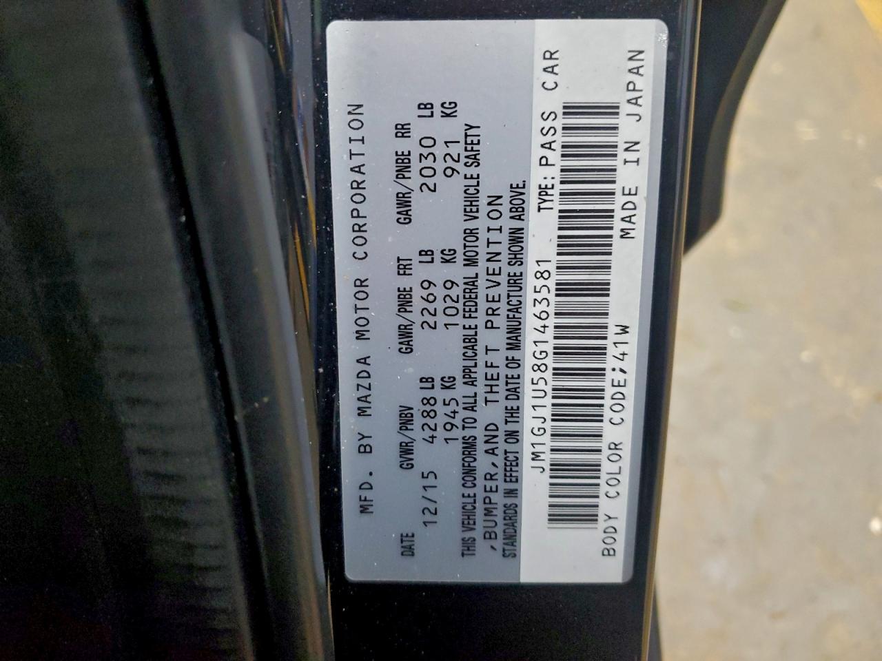 2016 Mazda 6 Sport VIN: JM1GJ1U58G1463581 Lot: 95625745