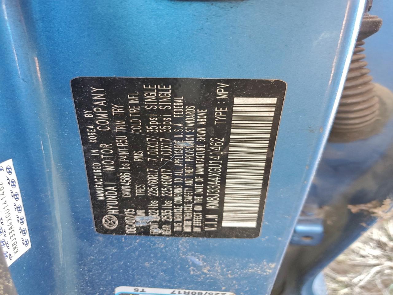 2016 Hyundai Tucson Limited VIN: KM8J33A4XGU141462 Lot: 95438105