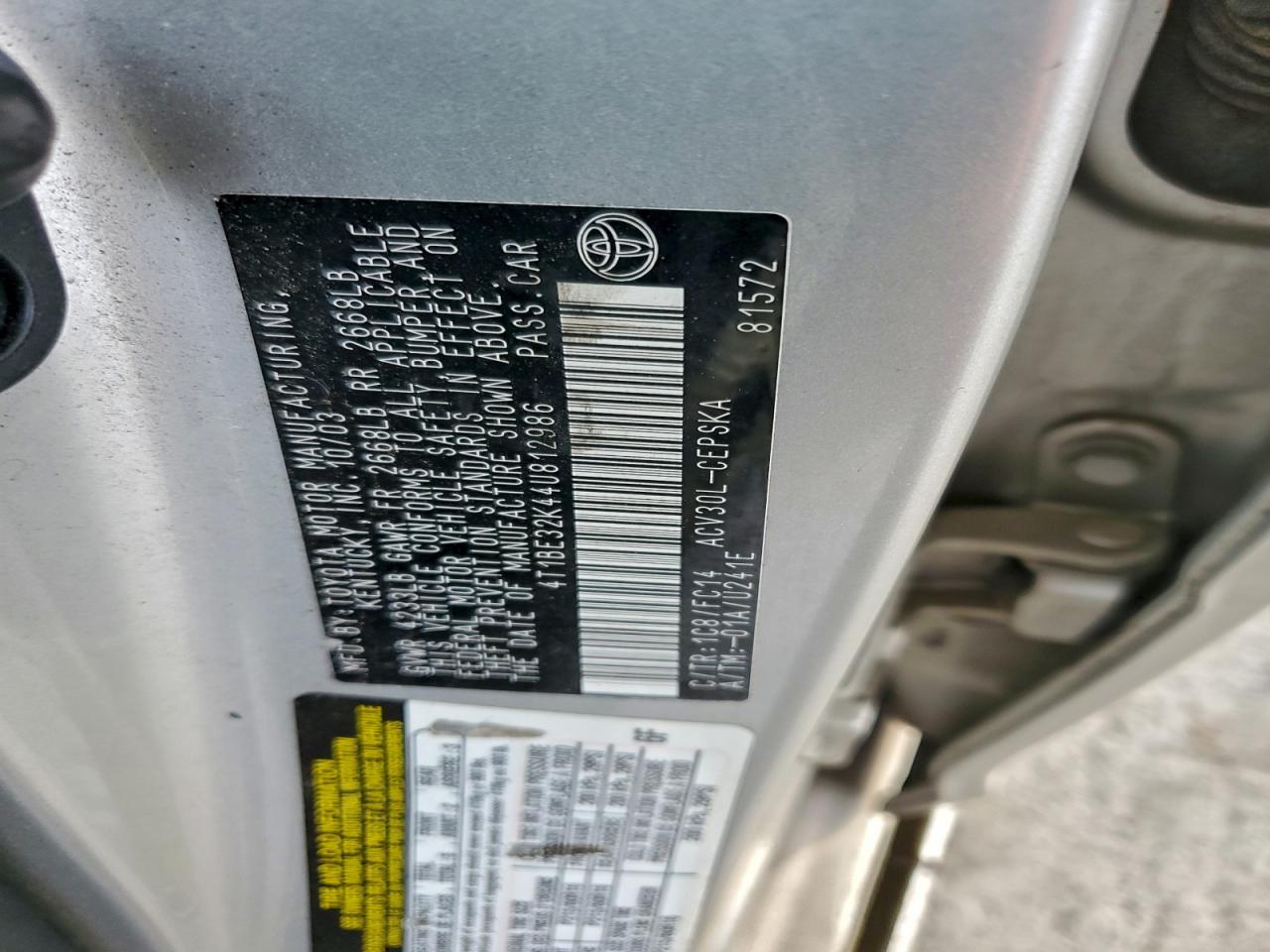 2004 Toyota Camry Le VIN: 4T1BE32K44U812986 Lot: 96518445