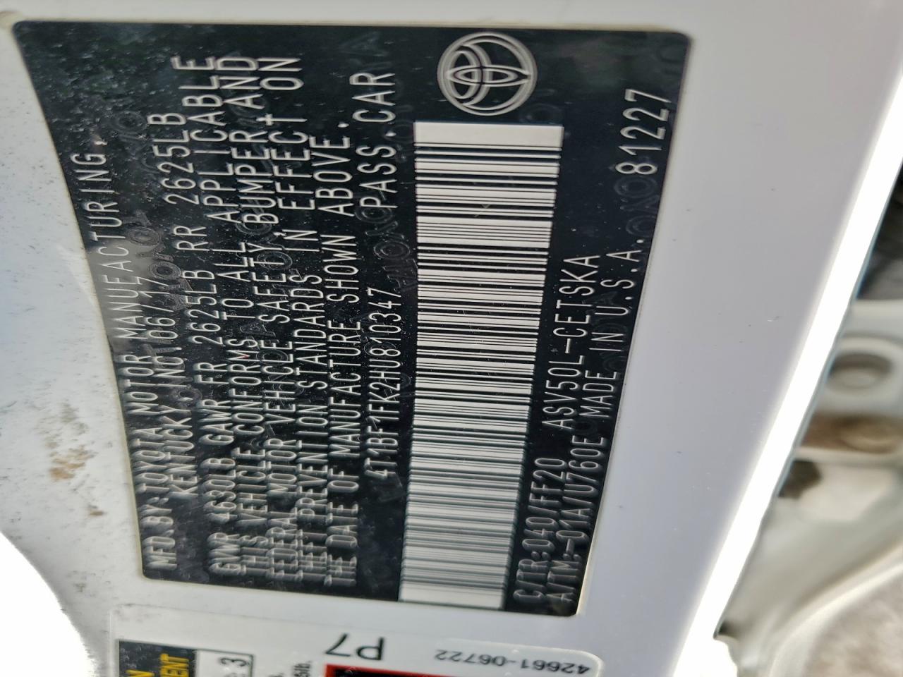 2017 Toyota Camry Le VIN: 4T1BF1FK2HU810347 Lot: 94972665