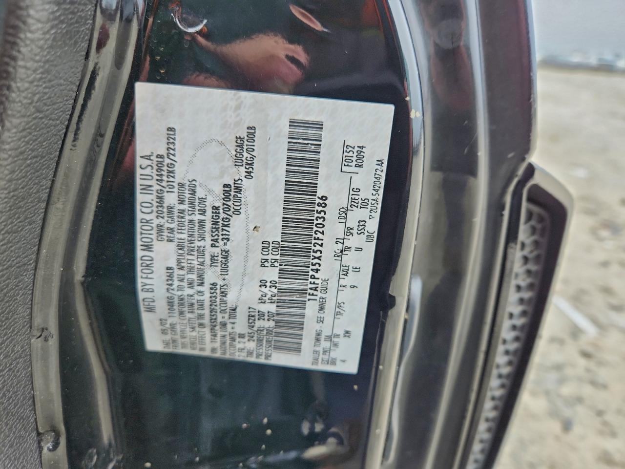 2002 Ford Mustang Gt VIN: 1FAFP45X52F203586 Lot: 94784905