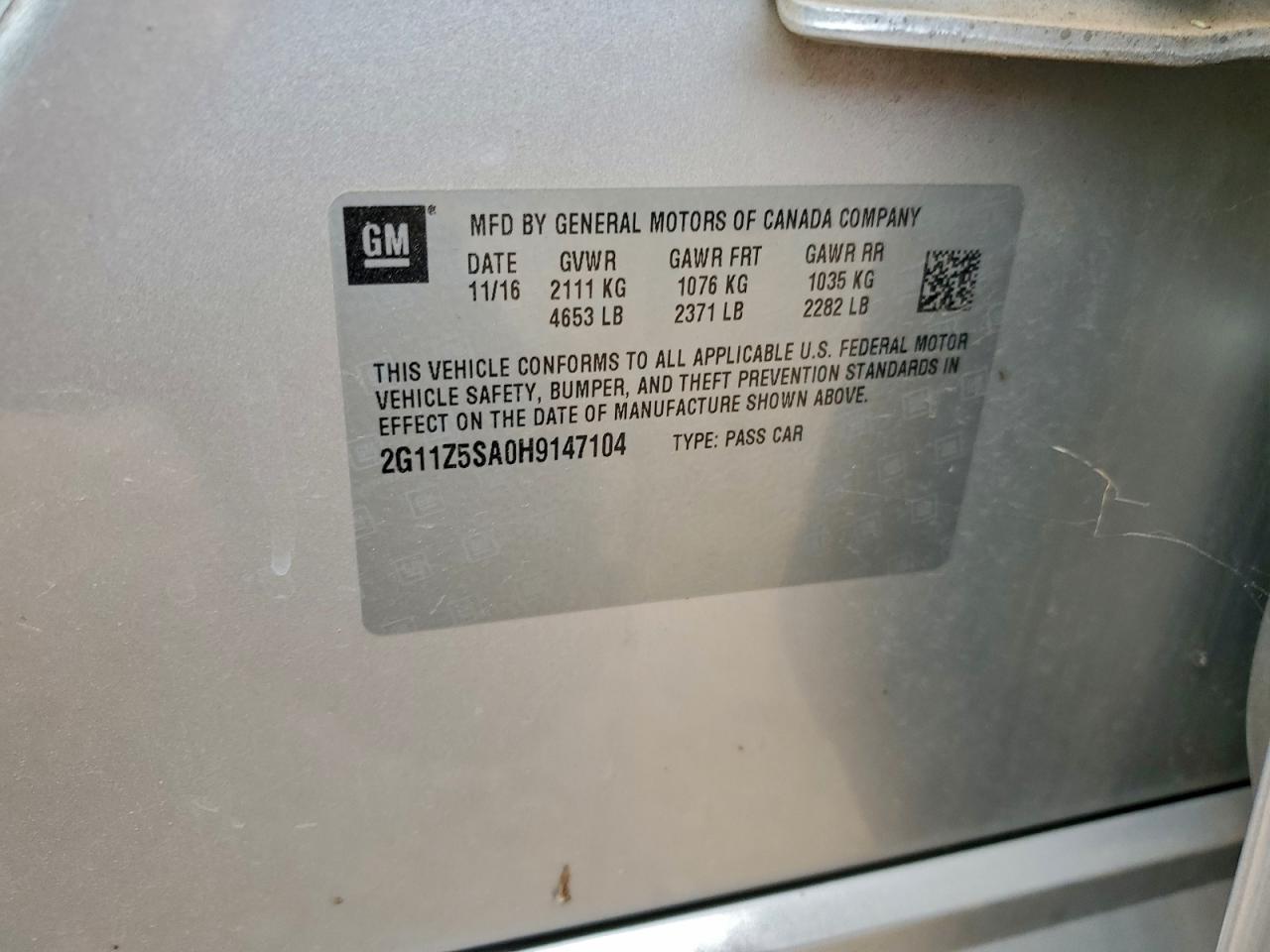 2017 Chevrolet Impala Ls VIN: 2G11Z5SA0H9147104 Lot: 95113675