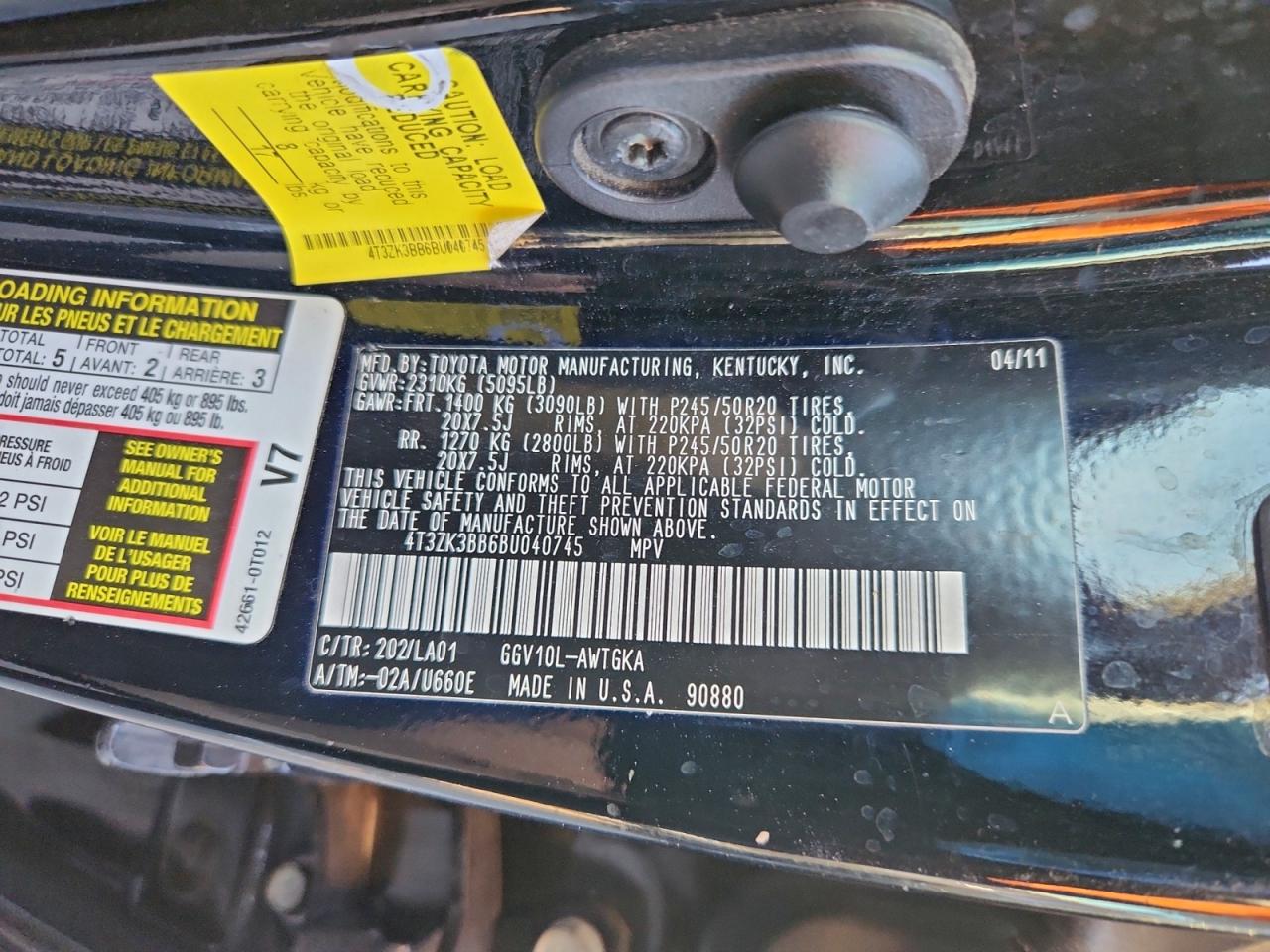 2011 Toyota Venza VIN: 4T3ZK3BB6BU040745 Lot: 93991705