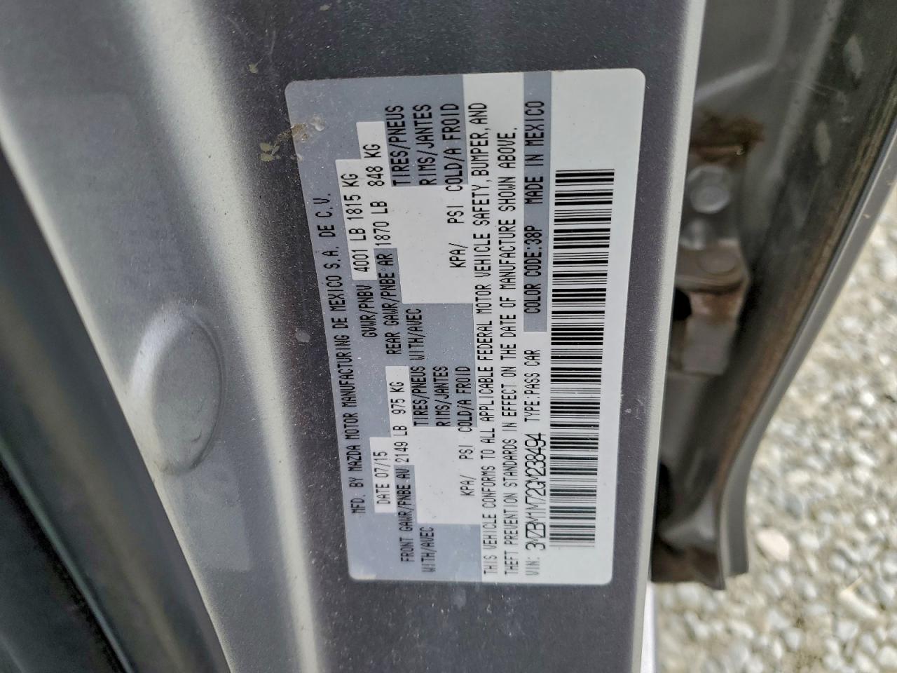 2016 Mazda 3 Touring VIN: 3MZBM1M72GM238494 Lot: 95644215