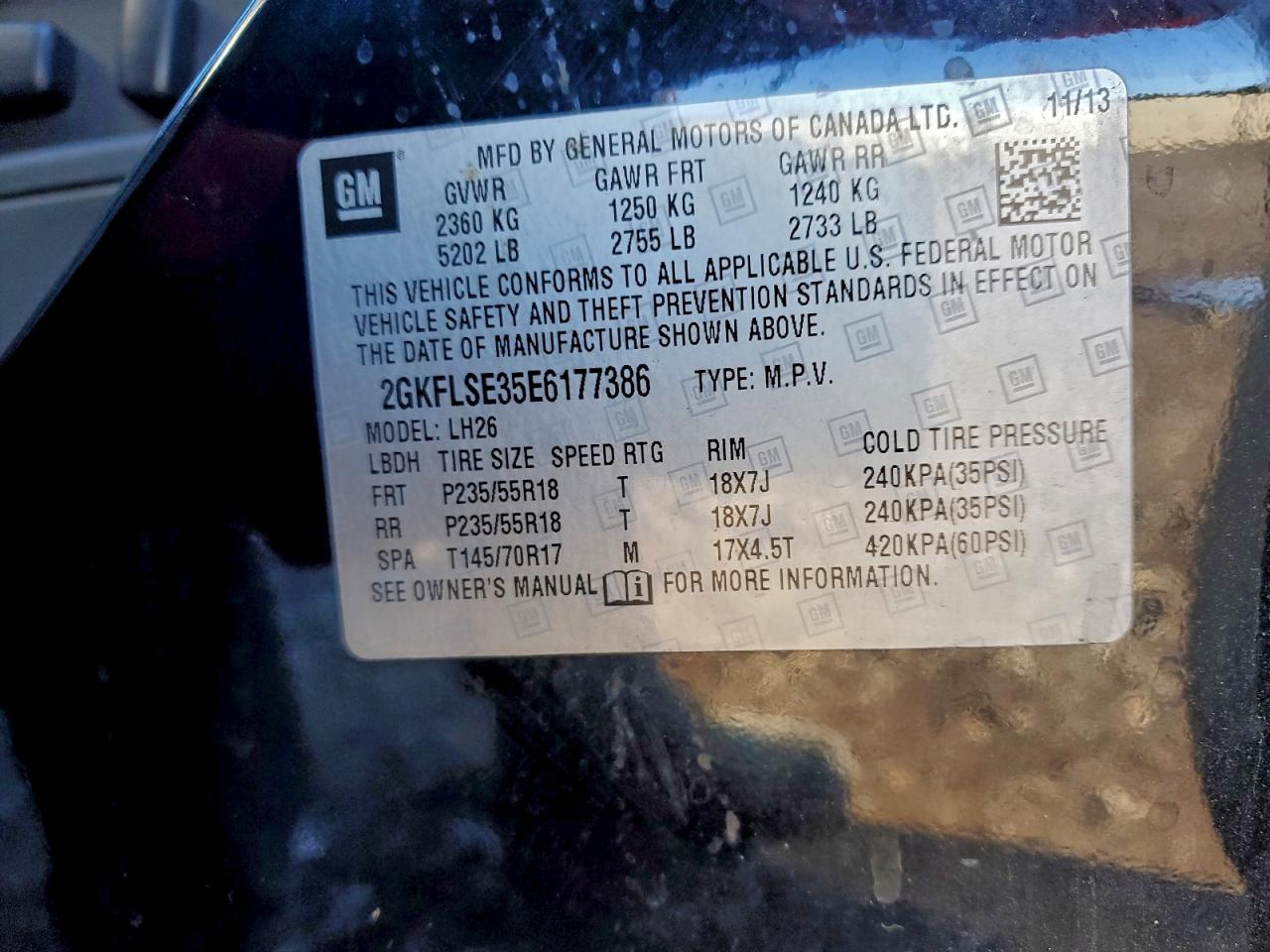 2014 GMC Terrain Slt VIN: 2GKFLSE35E6177386 Lot: 95340755