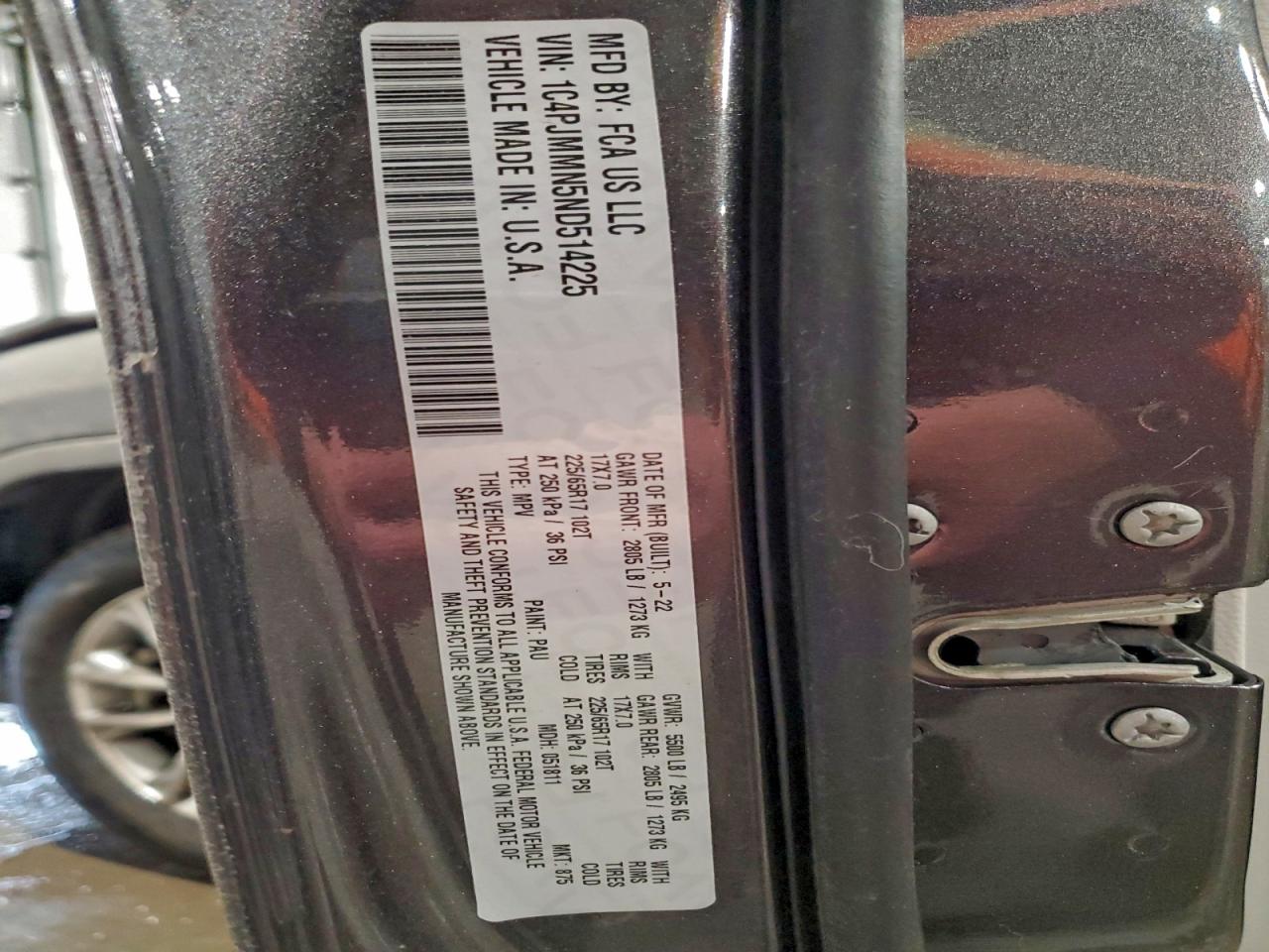 2022 Jeep Cherokee Latitude Lux VIN: 1C4PJMMN5ND514225 Lot: 94924285