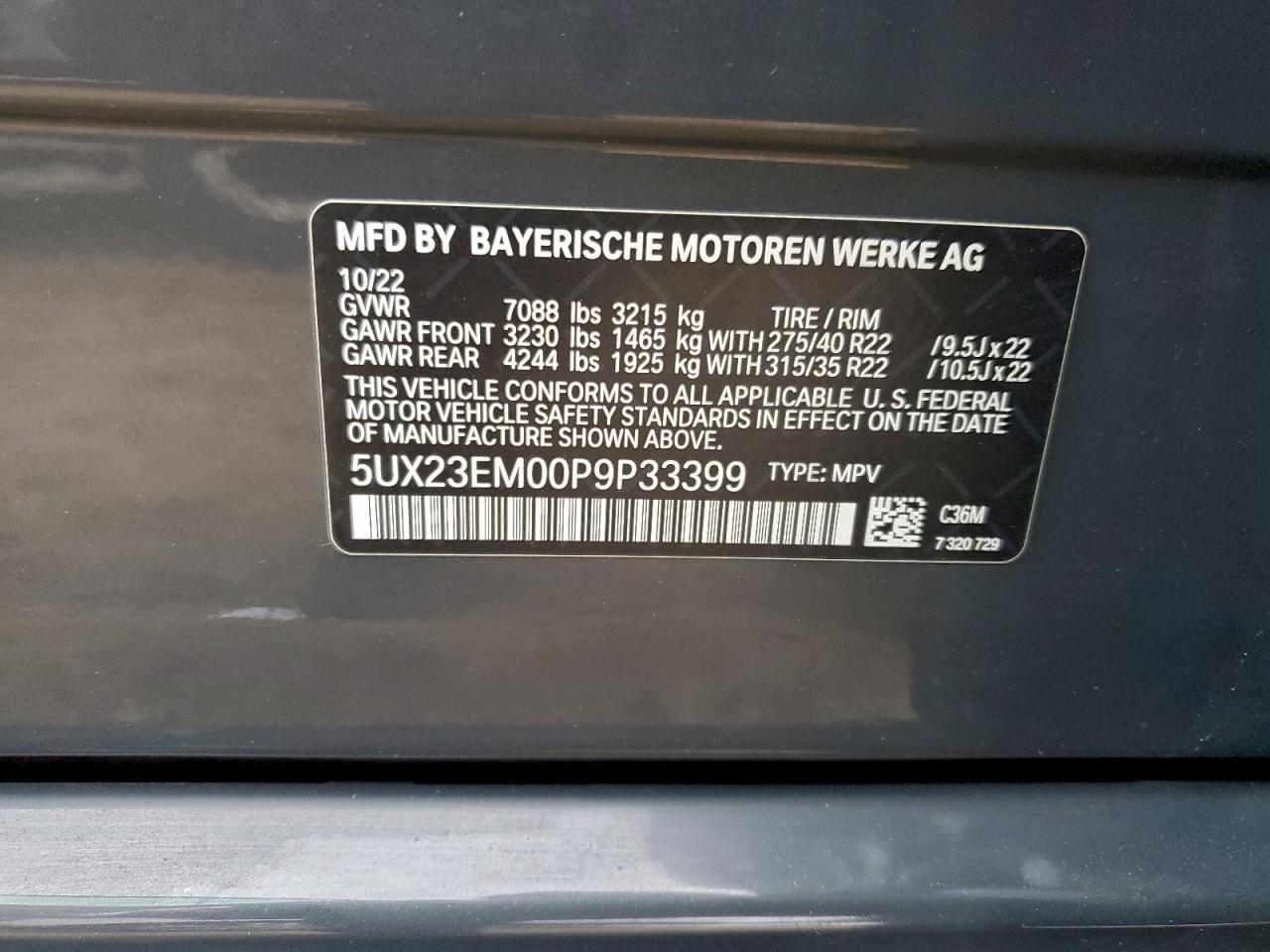 Фото: 5UX23EM00P9P33399