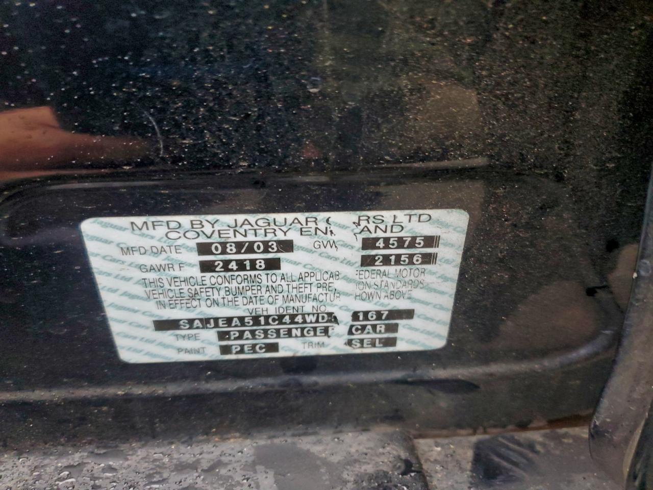 2004 Jaguar X-Type 3.0 VIN: SAJEA51C44WD58167 Lot: 94987585