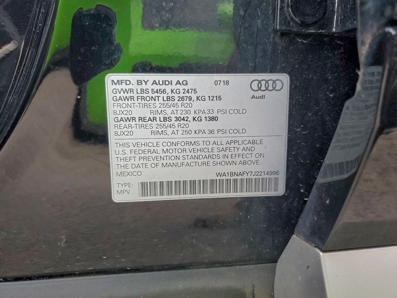 2018 Audi Q5 Premium Plus VIN: WA1BNAFY7J2214996 Lot: 95331125