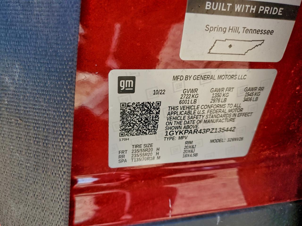 2023 Cadillac Xt6 Luxury VIN: 1GYKPAR43PZ135442 Lot: 95185615