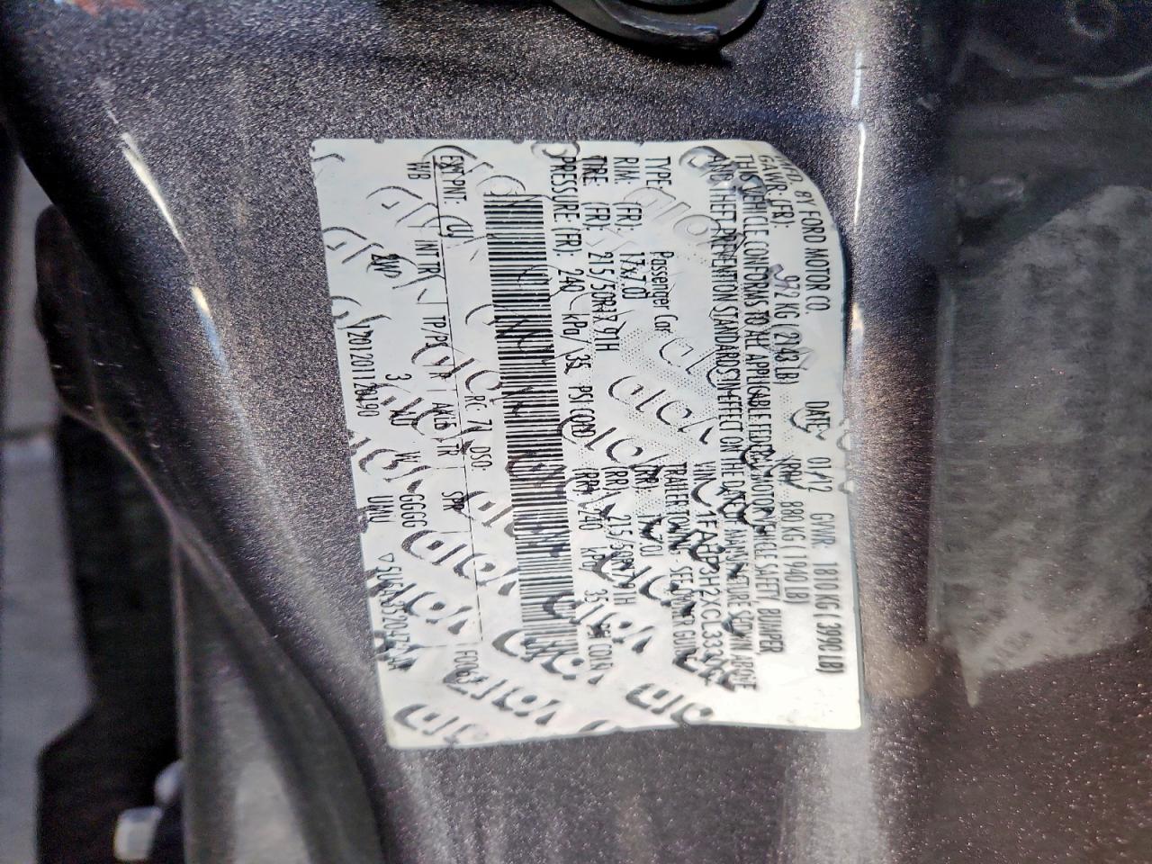 2012 Ford Focus Sel VIN: 1FAHP3H2XCL333062 Lot: 97144785