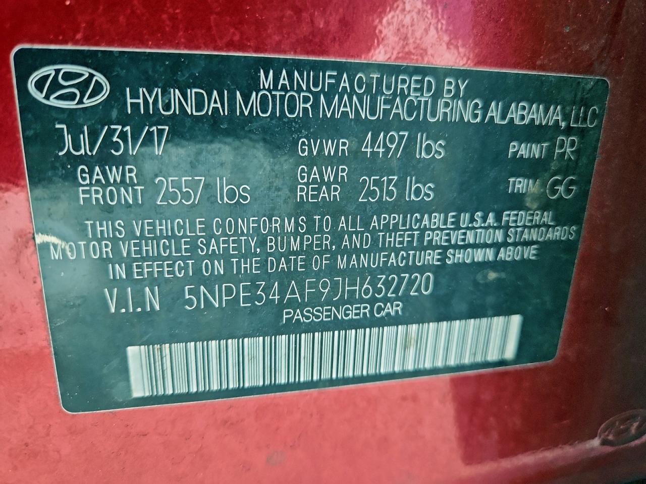 2018 Hyundai Sonata Sport VIN: 5NPE34AF9JH632720 Lot: 95280715