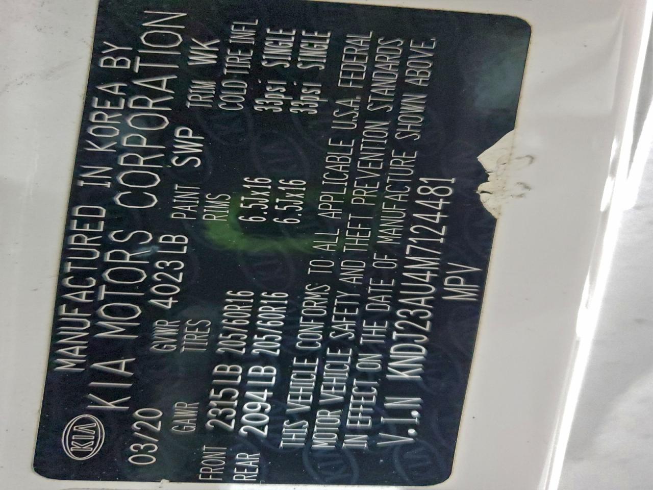 2021 Kia Soul Lx VIN: KNDJ23AU4M7124481 Lot: 96164605