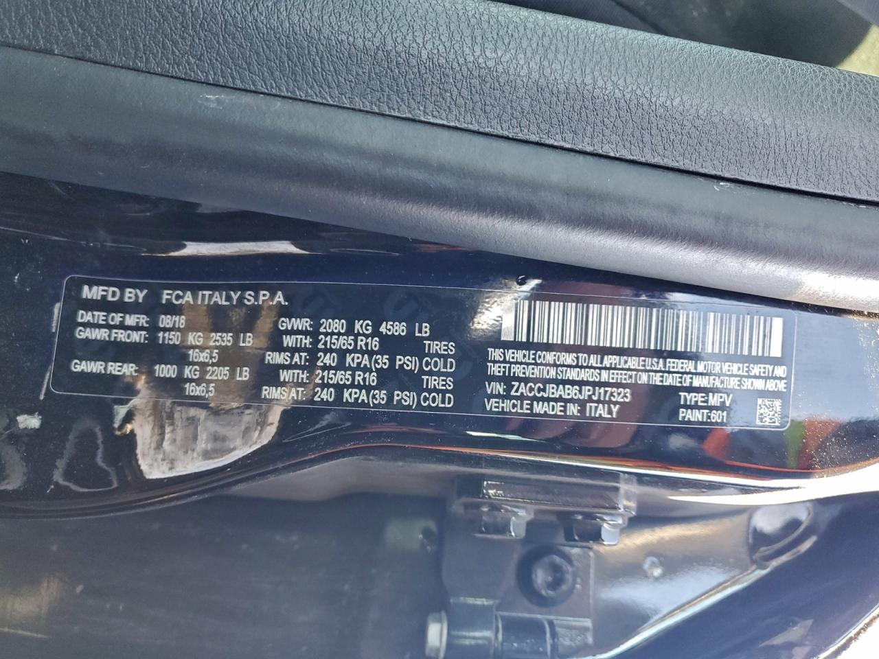 2018 Jeep Renegade Sport VIN: ZACCJBAB6JPJ17323 Lot: 95315175