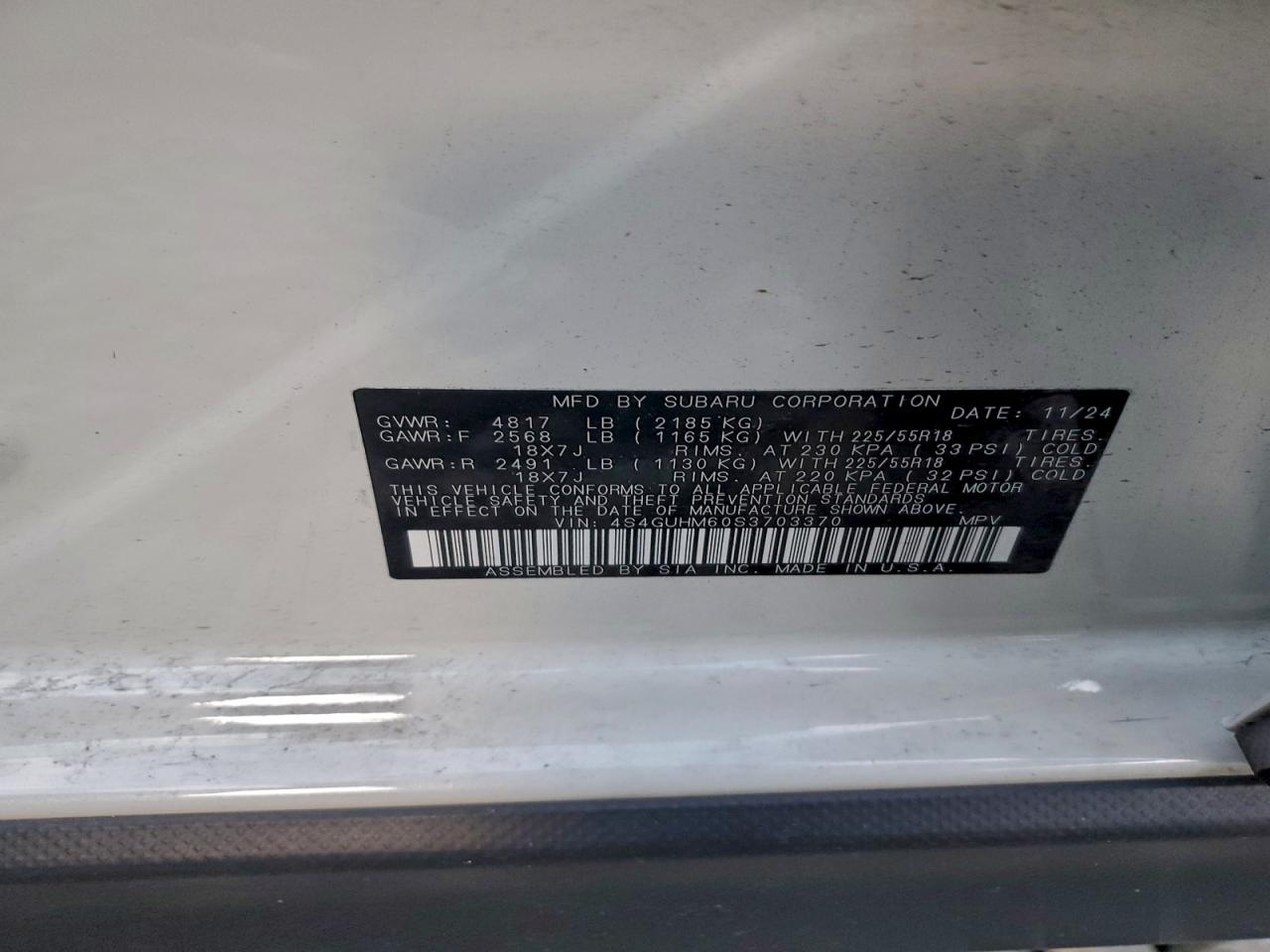 2025 Subaru Crosstrek Limited VIN: 4S4GUHM60S3703370 Lot: 95063825