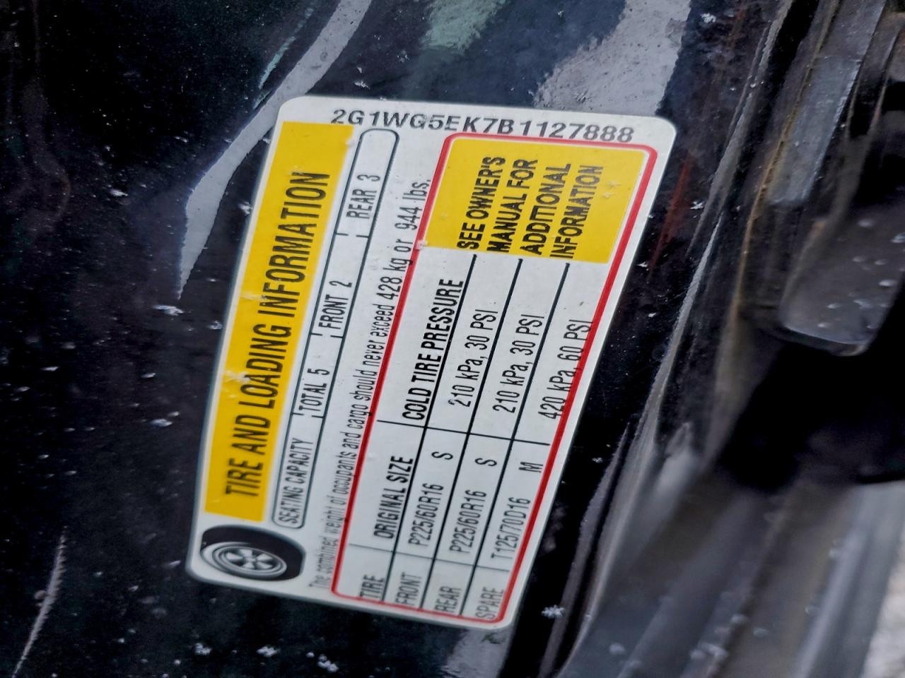 2011 Chevrolet Impala Lt VIN: 2G1WG5EK7B1127888 Lot: 95172565