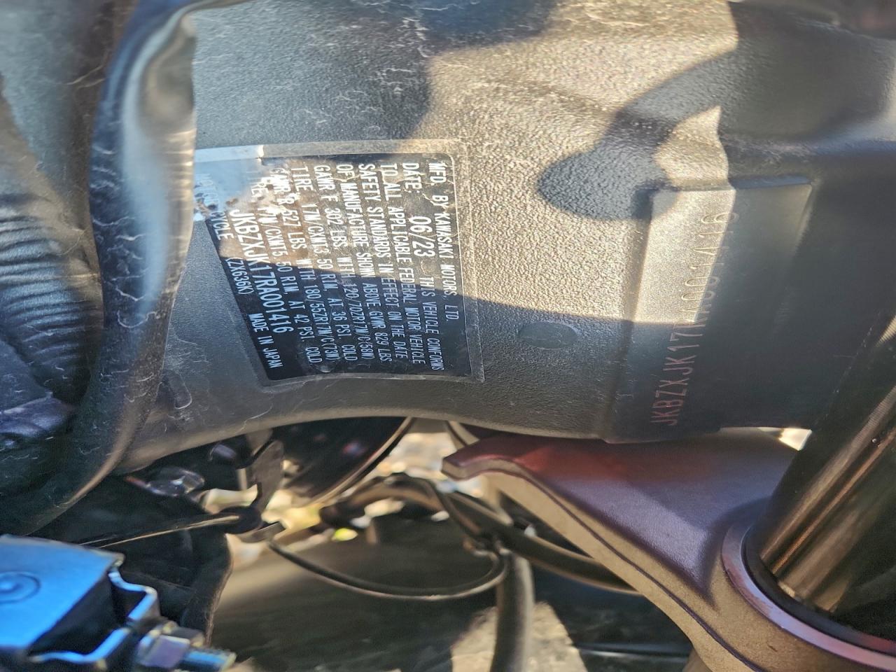 2024 Kawasaki Zx636 K VIN: JKBZXJK17RA001416 Lot: 94332415